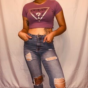 VTG PURPLE GUESS CROP TOP